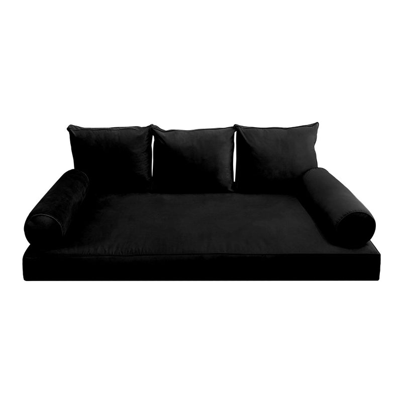 Model V3 - Velvet Indoor Daybed Mattress Bolster Pillow Backrest Cushion |COVERS ONLY|