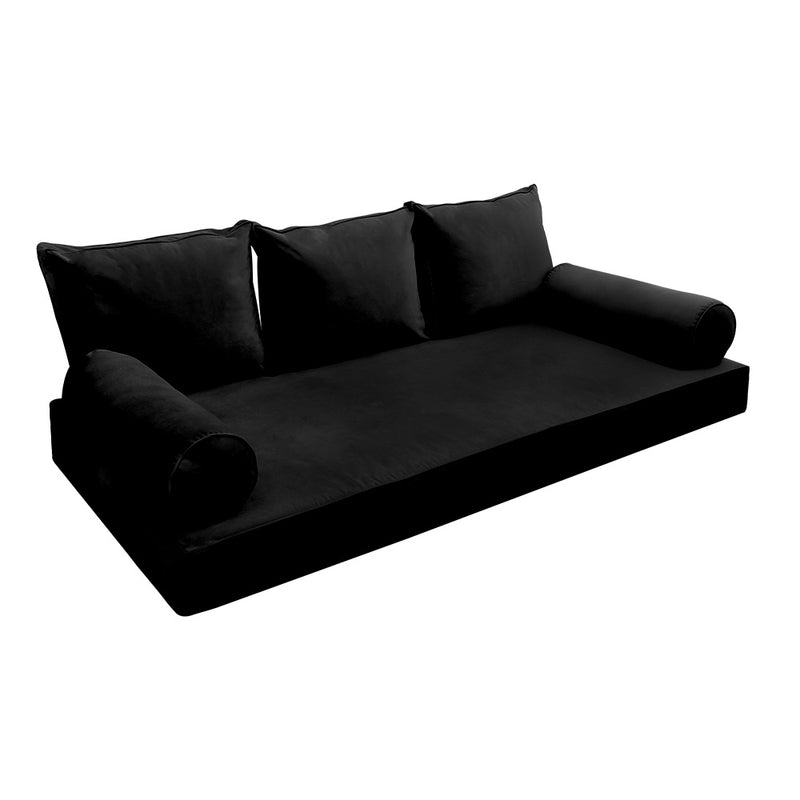 Model V3 - Velvet Indoor Daybed Mattress Bolster Pillow Backrest Cushion |COVERS ONLY|