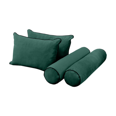 Model V4 - Velvet Indoor Daybed Bolster Pillow Backrest Cushion |COVERS ONLY|