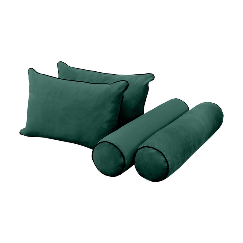 Model V4 - Velvet Indoor Daybed Bolster Pillow Backrest Cushion |COVERS ONLY|