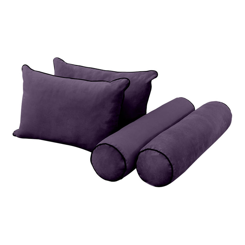 Model V4 - Velvet Indoor Daybed Bolster Pillow Backrest Cushion |COVERS ONLY|
