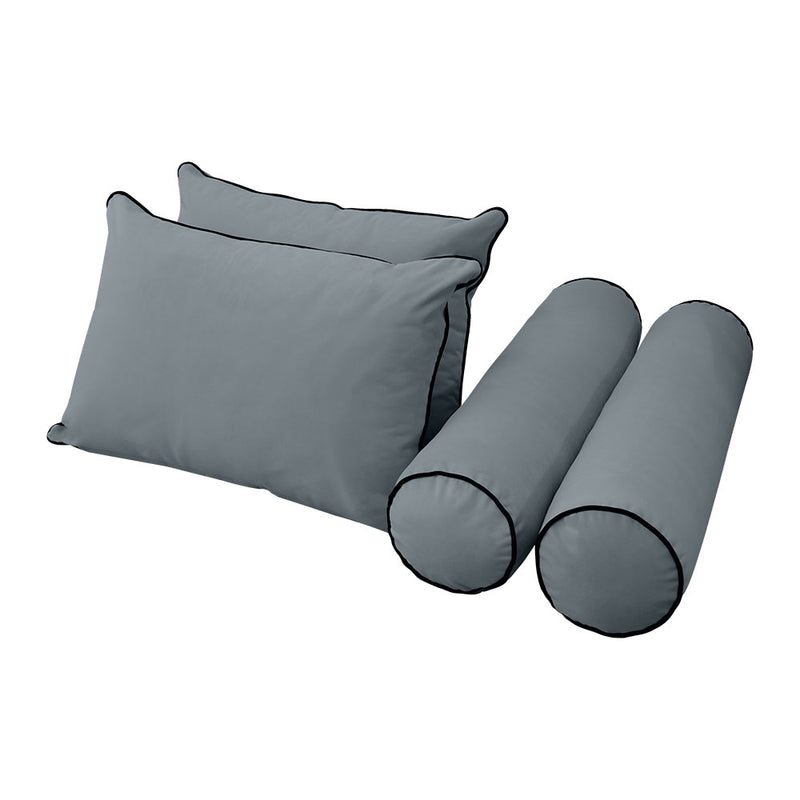 Model V4 - Velvet Indoor Daybed Bolster Pillow Backrest Cushion |COVERS ONLY|