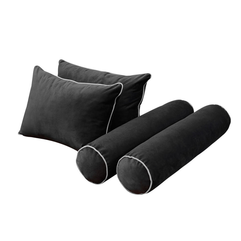 Model V4 - Velvet Indoor Daybed Bolster Pillow Backrest Cushion |COVERS ONLY|