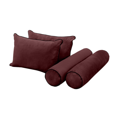 Model V4 - Velvet Indoor Daybed Bolster Pillow Backrest Cushion |COVERS ONLY|