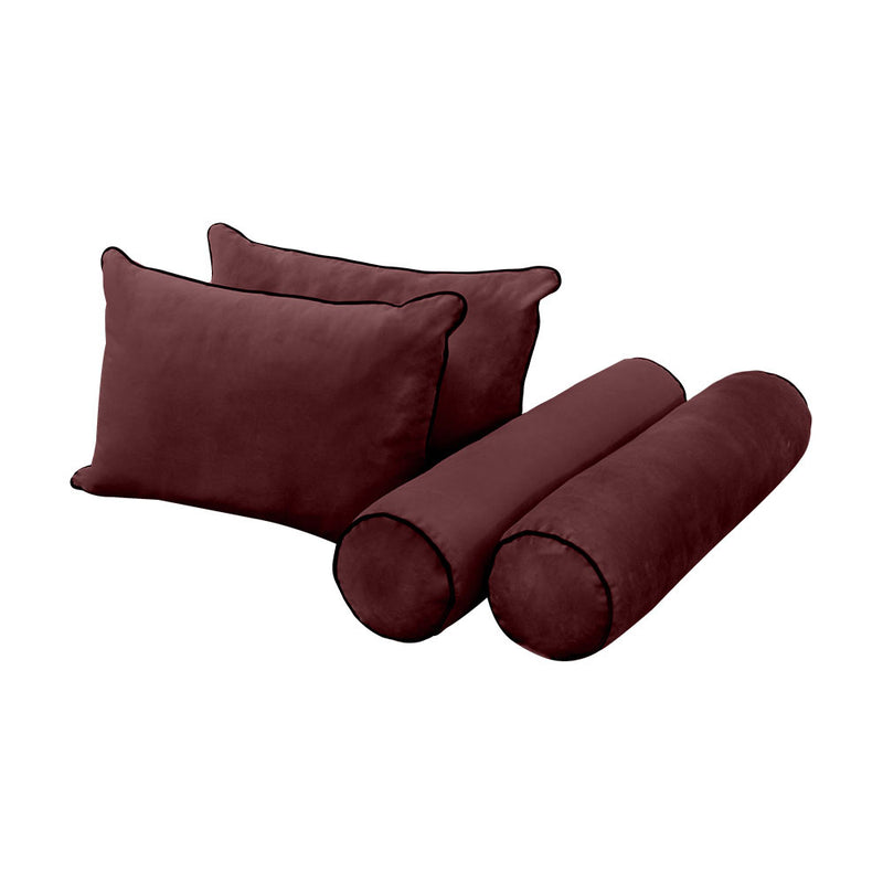Model V4 - Velvet Indoor Daybed Bolster Pillow Backrest Cushion |COVERS ONLY|