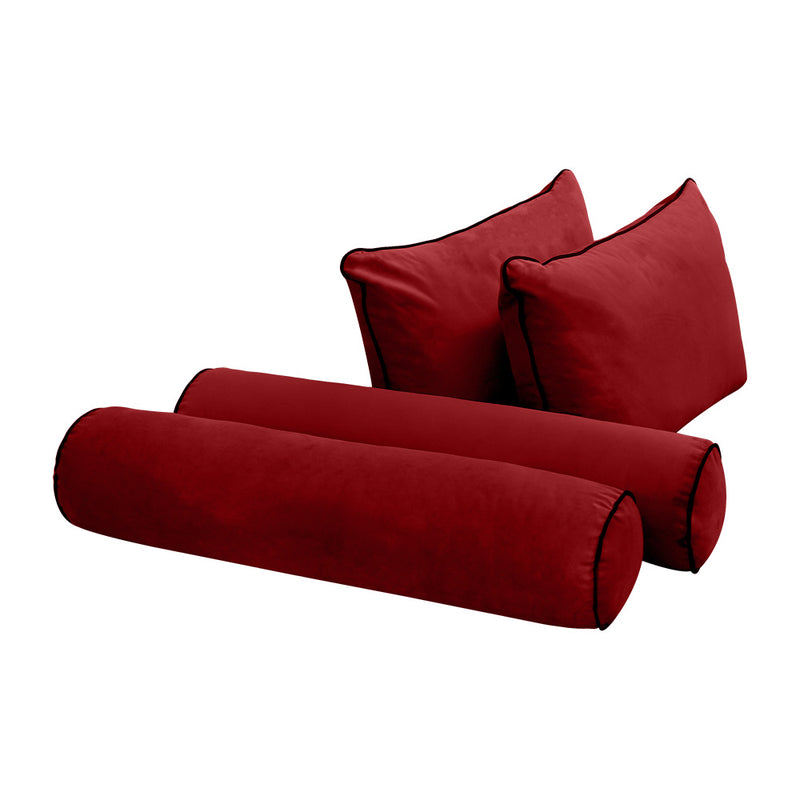 Model V4 - Velvet Indoor Daybed Bolster Pillow Backrest Cushion |COVERS ONLY|