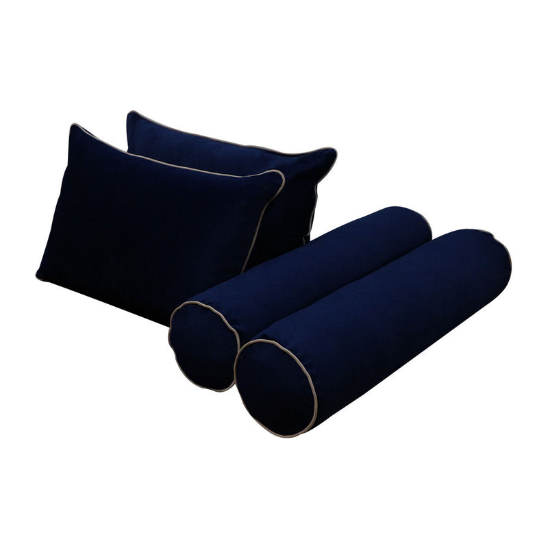 Model V4 - Velvet Indoor Daybed Mattress Bolster Backrest Cushions and Covers |Complete Set|