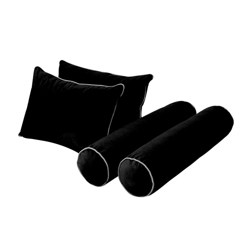 Model V4 - Velvet Indoor Daybed Bolster Pillow Backrest Cushion |COVERS ONLY|