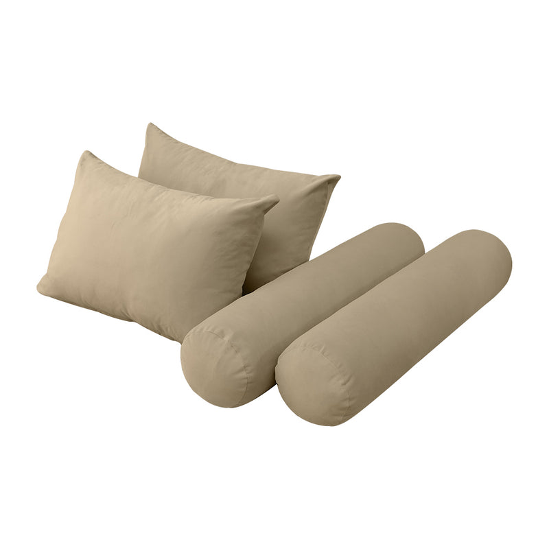 Model V4 - Velvet Indoor Daybed Bolster Pillow Backrest Cushion |COVERS ONLY|