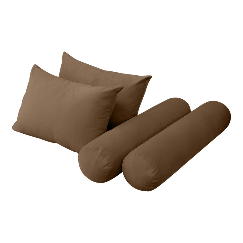 Model V4 - Velvet Indoor Daybed Bolster Pillow Backrest Cushion |COVERS ONLY|
