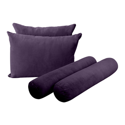 Model V4 - Velvet Indoor Daybed Bolster Pillow Backrest Cushion |COVERS ONLY|