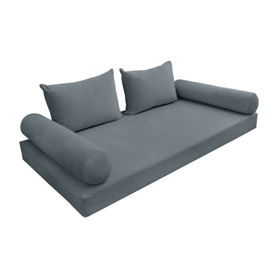 Model V4 - Velvet Indoor Daybed Mattress Bolster Backrest Cushions and Covers |Complete Set|