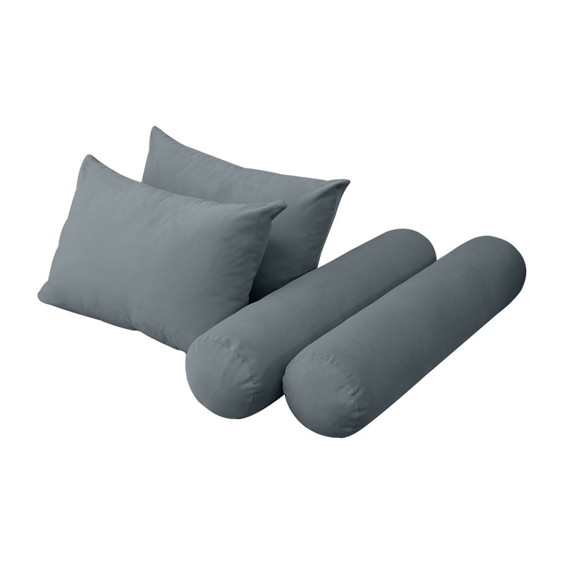 Model V4 - Velvet Indoor Daybed Bolster Pillow Backrest Cushion |COVERS ONLY|