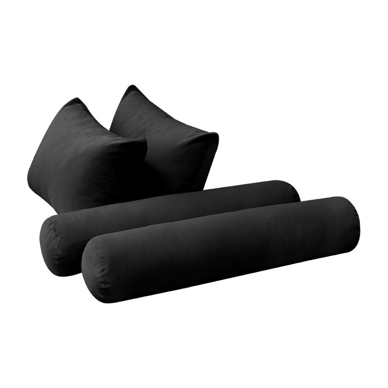 Model V4 - Velvet Indoor Daybed Bolster Pillow Backrest Cushion |COVERS ONLY|