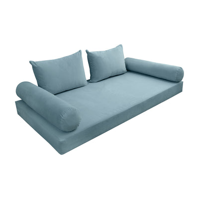 Model V4 - Velvet Indoor Daybed Mattress Bolster Backrest Cushions and Covers |Complete Set|