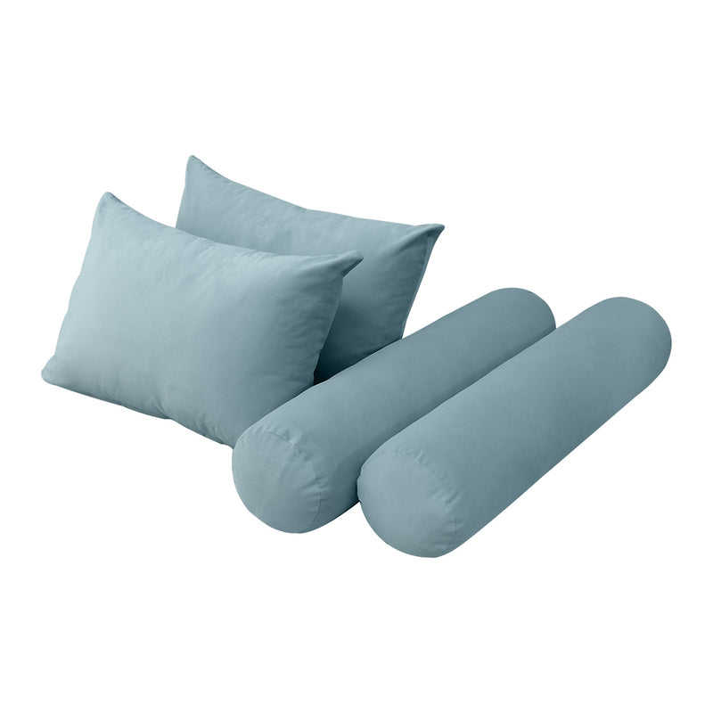 Model V4 - Velvet Indoor Daybed Bolster Pillow Backrest Cushion |COVERS ONLY|