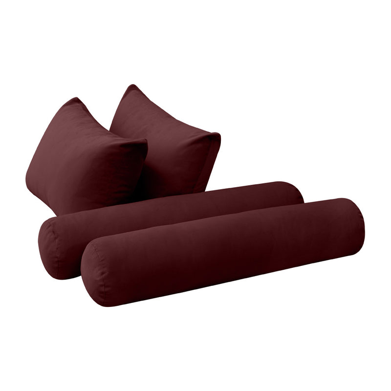 Model V4 - Velvet Indoor Daybed Bolster Pillow Backrest Cushion |COVERS ONLY|
