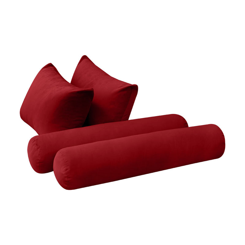 Model V4 - Velvet Indoor Daybed Bolster Pillow Backrest Cushion |COVERS ONLY|