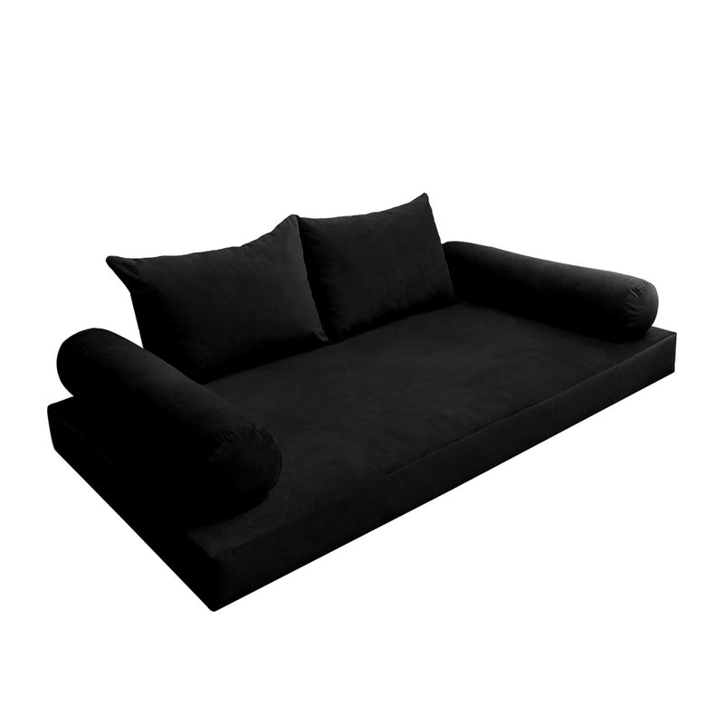 Model V4 - Velvet Indoor Daybed Mattress Bolster Backrest Cushions and Covers |Complete Set|