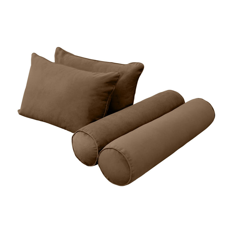 Model V4 - Velvet Indoor Daybed Bolster Pillow Backrest Cushion |COVERS ONLY|