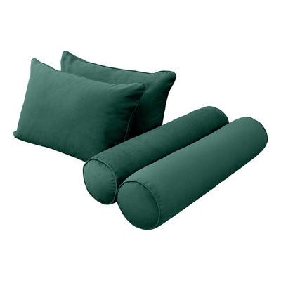 Model V4 - Velvet Indoor Daybed Bolster Pillow Backrest Cushion |COVERS ONLY|