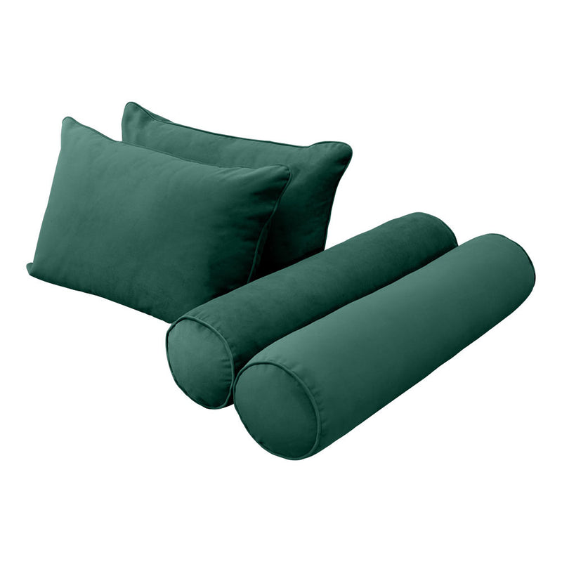 Model V4 - Velvet Indoor Daybed Bolster Pillow Backrest Cushion |COVERS ONLY|