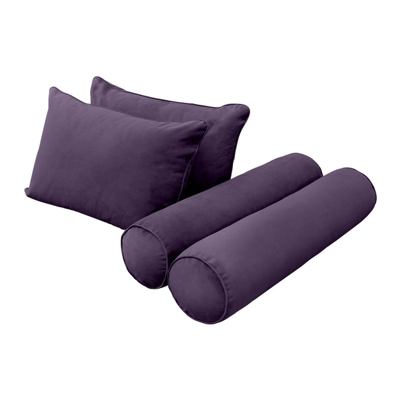 Model V4 - Velvet Indoor Daybed Bolster Pillow Backrest Cushion |COVERS ONLY|