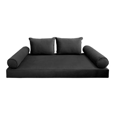 Model V4 - Velvet Indoor Daybed Mattress Bolster Backrest Cushions and Covers |Complete Set|