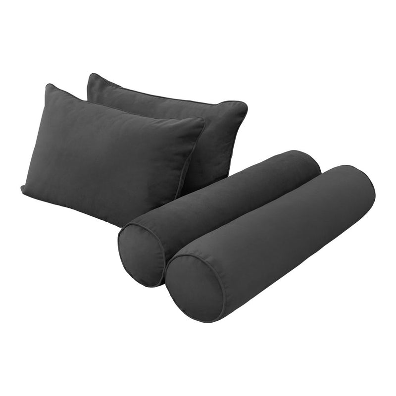 Model V4 - Velvet Indoor Daybed Bolster Pillow Backrest Cushion |COVERS ONLY|