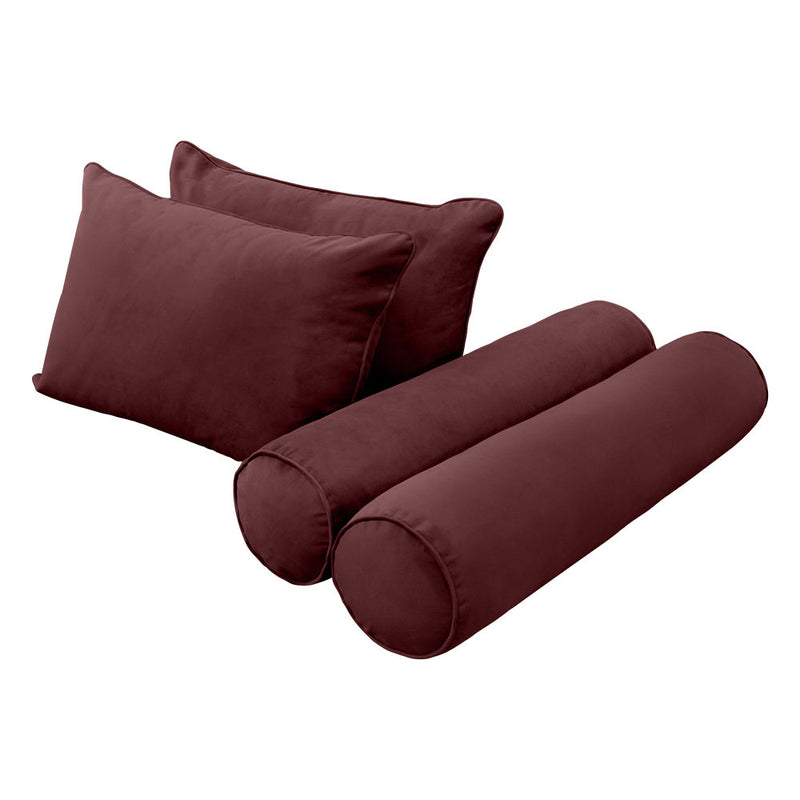 Model V4 - Velvet Indoor Daybed Bolster Pillow Backrest Cushion |COVERS ONLY|