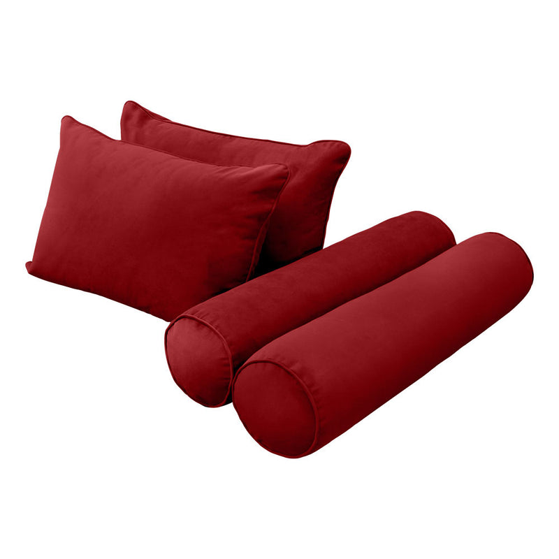 Model V4 - Velvet Indoor Daybed Bolster Pillow Backrest Cushion |COVERS ONLY|