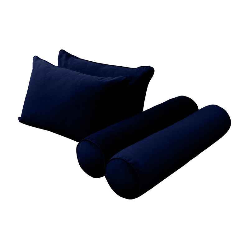 Model V4 - Velvet Indoor Daybed Bolster Pillow Backrest Cushion |COVERS ONLY|