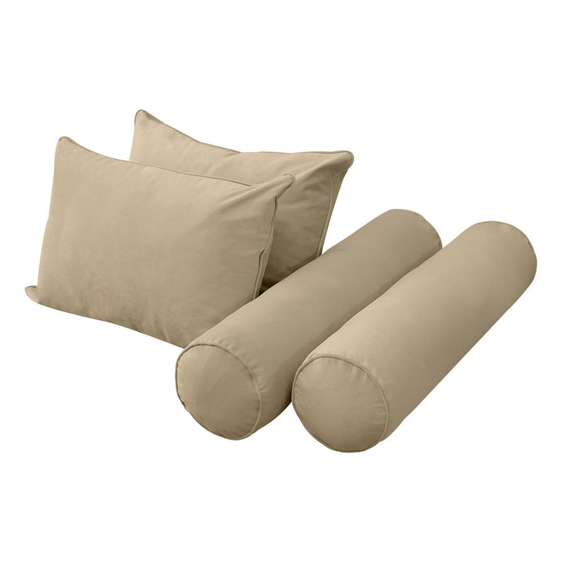 Model V4 - Velvet Indoor Daybed Bolster Pillow Backrest Cushion |COVERS ONLY|