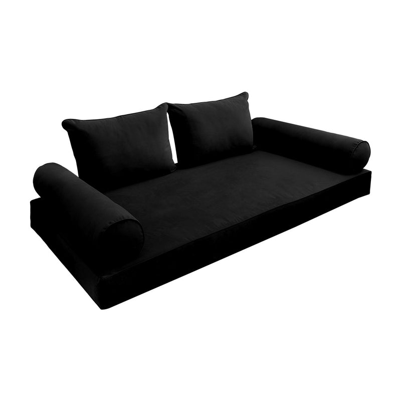 Model V4 - Velvet Indoor Daybed Mattress Bolster Backrest Cushions and Covers |Complete Set|