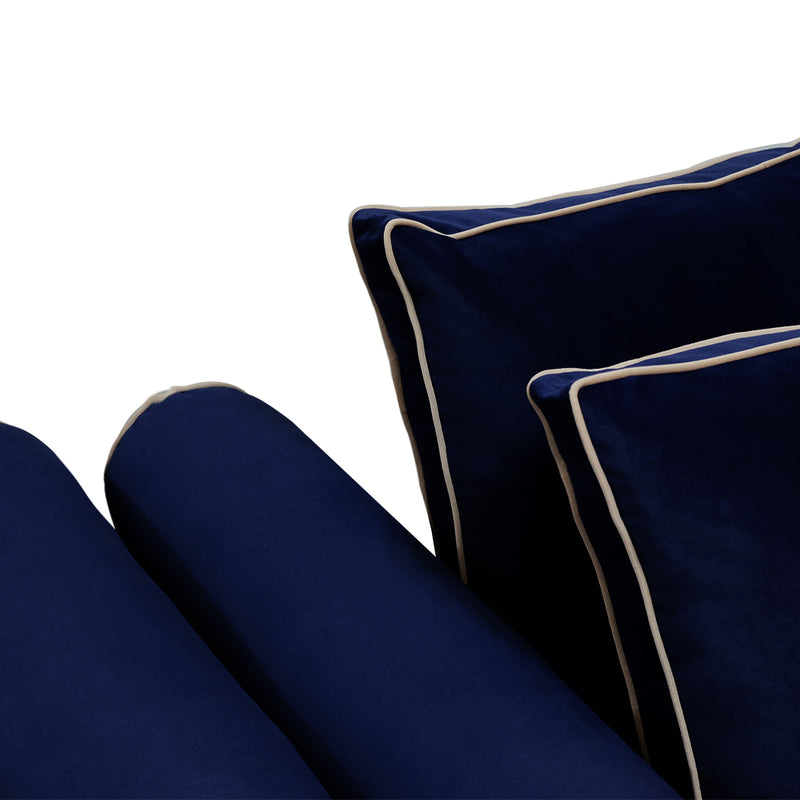 COVER ONLY Model V1 Full Velvet Contrast Indoor Daybed Cushion Bolster - AD373