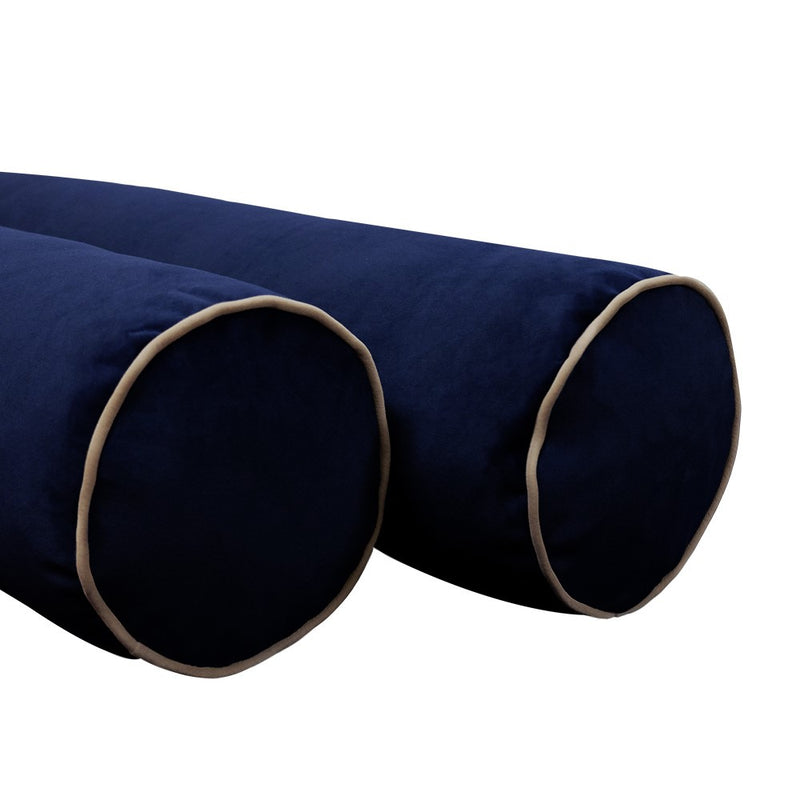 COVER ONLY Model V1 Full Velvet Contrast Indoor Daybed Cushion Bolster - AD373