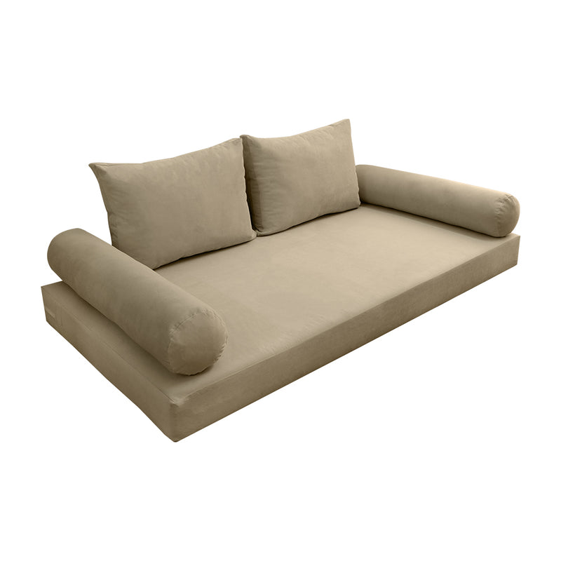Model V1 - Velvet Indoor Daybed Mattress Bolster Pillow Backrest Cushion |COVERS ONLY|