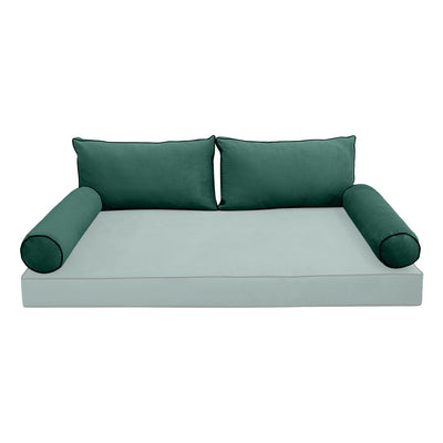 Model V2 - Velvet Indoor Daybed Bolster Pillow Backrest Cushion |COVERS ONLY|