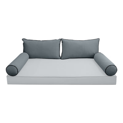 Model V2 - Velvet Indoor Daybed Bolster Pillow Backrest Cushion |COVERS ONLY|