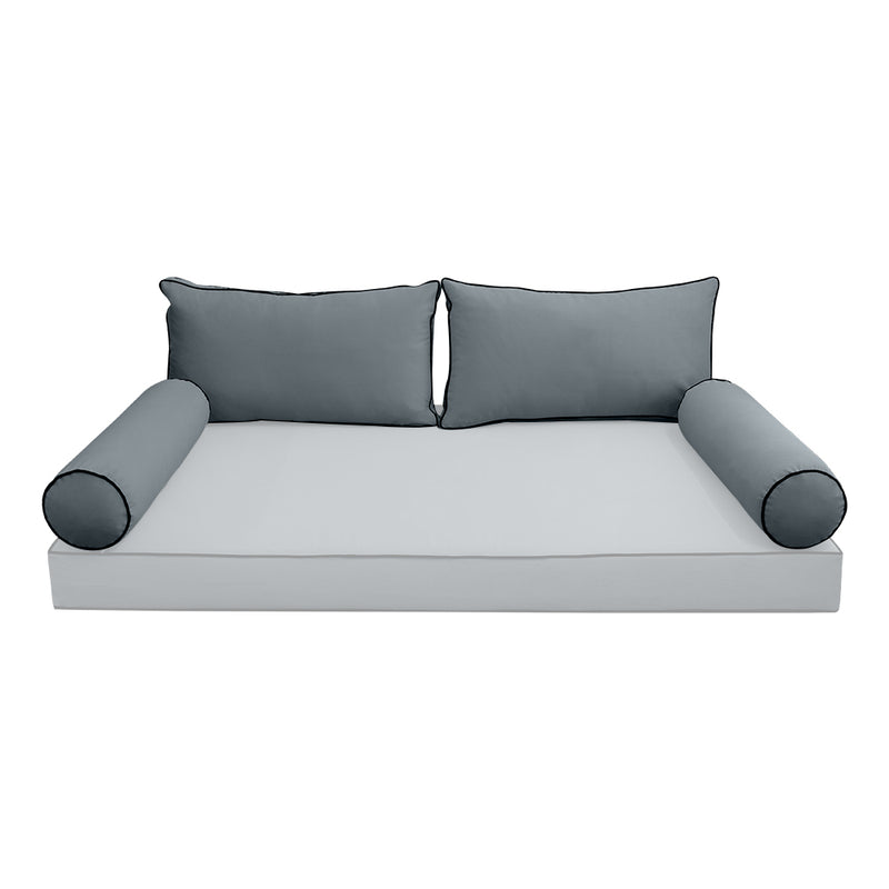 Model V2 - Velvet Indoor Daybed Bolster Pillow Backrest Cushion |COVERS ONLY|