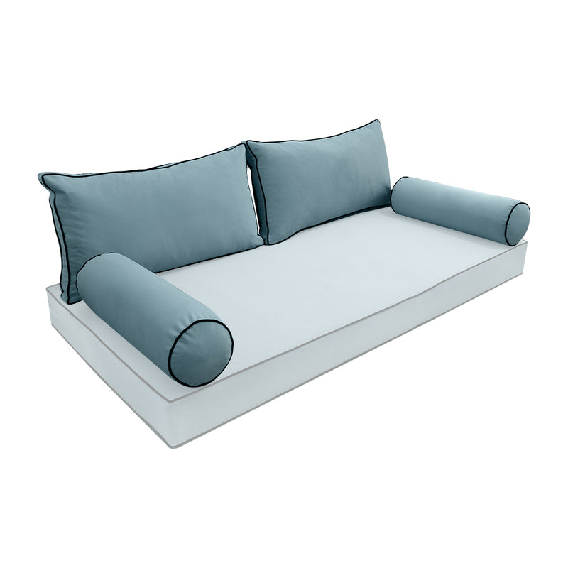 Model V2 - Velvet Indoor Daybed Bolster Pillow Backrest Cushion |COVERS ONLY|