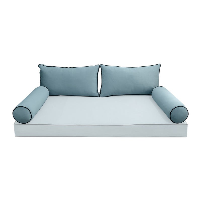 Model V2 - Velvet Indoor Daybed Bolster Pillow Backrest Cushion |COVERS ONLY|