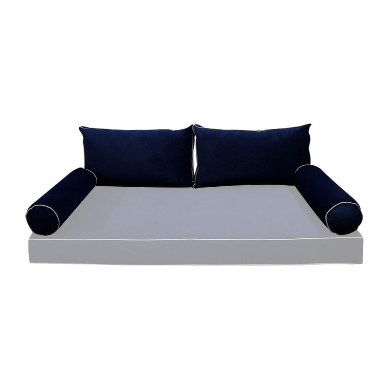 Model V2 - Velvet Indoor Daybed Bolster Pillow Backrest Cushion |COVERS ONLY|