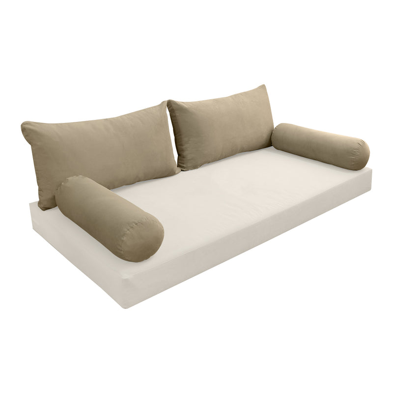 Model V2 - Velvet Indoor Daybed Bolster Pillow Backrest Cushion |COVERS ONLY|