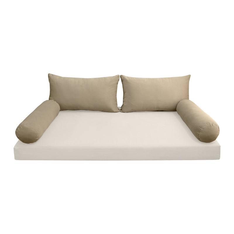 Model V2 - Velvet Indoor Daybed Bolster Pillow Backrest Cushion |COVERS ONLY|
