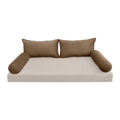 Model V2 - Velvet Indoor Daybed Bolster Pillow Backrest Cushion |COVERS ONLY|