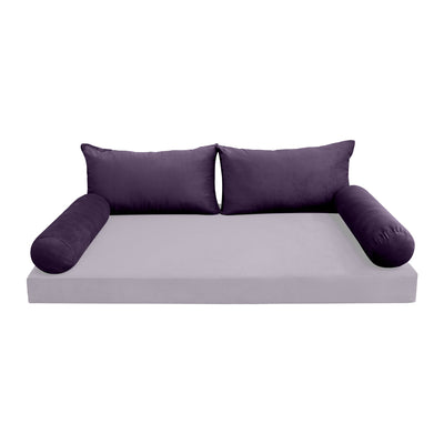 Model V2 - Velvet Indoor Daybed Bolster Pillow Backrest Cushion |COVERS ONLY|