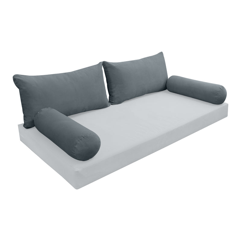 Model V2 - Velvet Indoor Daybed Bolster Pillow Backrest Cushion |COVERS ONLY|