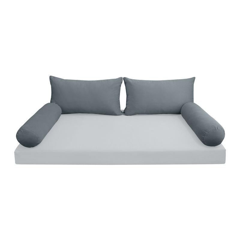 Model V2 - Velvet Indoor Daybed Bolster Pillow Backrest Cushion |COVERS ONLY|