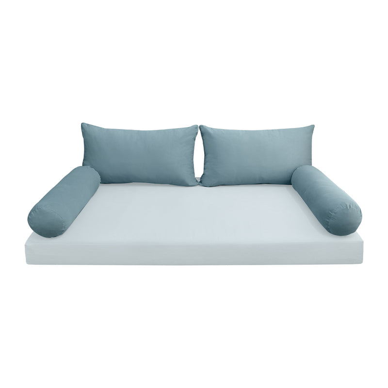 Model V2 - Velvet Indoor Daybed Bolster Pillow Backrest Cushion |COVERS ONLY|